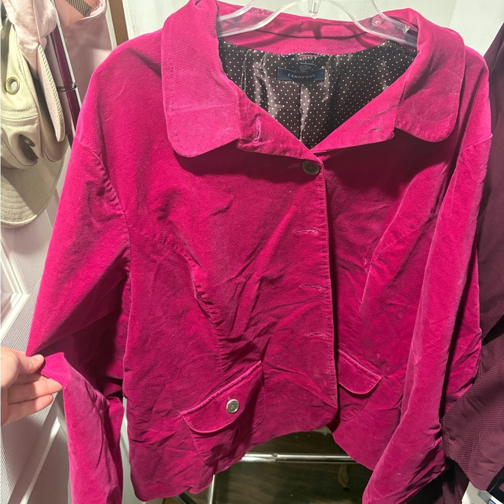 Lands' End Women's Fuchsia Velvet Blazer